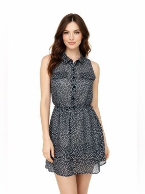 Xhilaration Sheer Floral Dress Black Preppy Mini Lightweight Layering Dress
